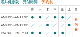 酒井健康院受付時間